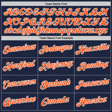 Load image into Gallery viewer, Custom Navy Orange-White Authentic Throwback Basketball Jersey
