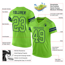 Load image into Gallery viewer, Custom Neon Green Neon Green-Navy Mesh Authentic Football Jersey
