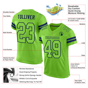 Custom Neon Green Neon Green-Navy Mesh Authentic Football Jersey