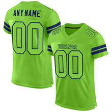 Load image into Gallery viewer, Custom Neon Green Neon Green-Navy Mesh Authentic Football Jersey
