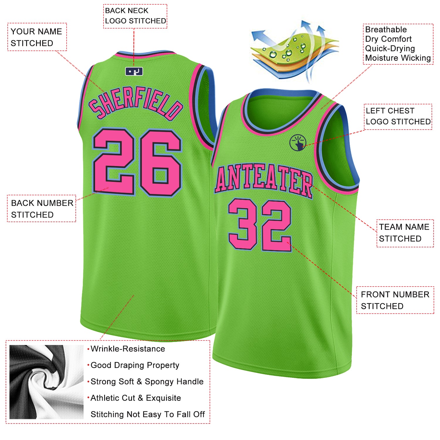 Color Green Basketball Jerseys Custom Design-XTeamwear