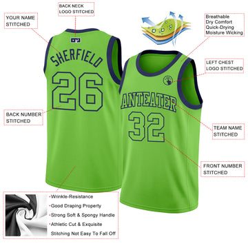 Custom Neon Green Neon Green-Navy Authentic Basketball Jersey