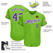 Load image into Gallery viewer, Custom Neon Green Purple-White Authentic Baseball Jersey
