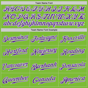 Custom Neon Green Purple-White Authentic Baseball Jersey