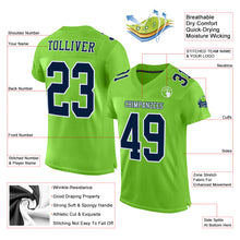 Load image into Gallery viewer, Custom Neon Green Navy-White Mesh Authentic Football Jersey
