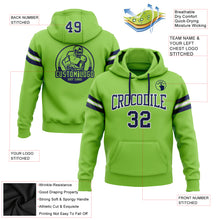 Load image into Gallery viewer, Custom Stitched Neon Green Navy-White Football Pullover Sweatshirt Hoodie
