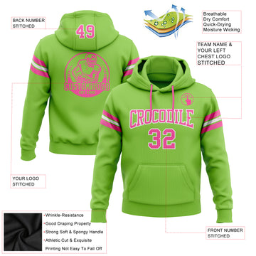 Custom Stitched Neon Green Pink-White Football Pullover Sweatshirt Hoodie