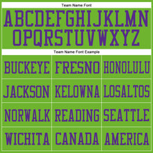 Load image into Gallery viewer, Custom Neon Green Purple Mesh Authentic Football Jersey
