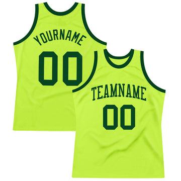 Custom Neon Green Green Authentic Throwback Basketball Jersey