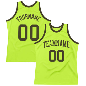 Custom Neon Green Olive Authentic Throwback Basketball Jersey