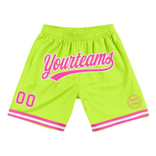 Load image into Gallery viewer, Custom Neon Green Pink-White Authentic Throwback Basketball Shorts
