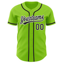 Load image into Gallery viewer, Custom Neon Green Black-White Authentic Baseball Jersey
