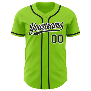 Custom Neon Green Black-White Authentic Baseball Jersey