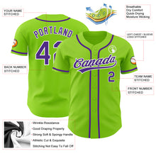 Load image into Gallery viewer, Custom Neon Green Purple-White Authentic Baseball Jersey
