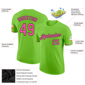 Custom Neon Green Pink-Black Performance T-Shirt