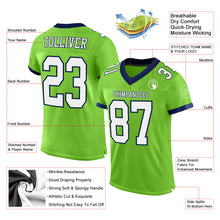 Load image into Gallery viewer, Custom Neon Green White-Navy Mesh Authentic Football Jersey
