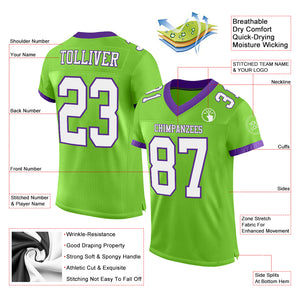 Custom Neon Green White-Purple Mesh Authentic Football Jersey