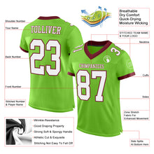 Load image into Gallery viewer, Custom Neon Green White-Burgundy Mesh Authentic Football Jersey
