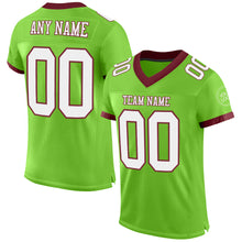Load image into Gallery viewer, Custom Neon Green White-Burgundy Mesh Authentic Football Jersey
