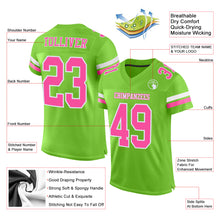 Load image into Gallery viewer, Custom Neon Green Pink-White Mesh Authentic Football Jersey
