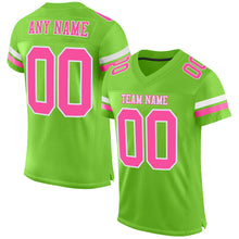 Load image into Gallery viewer, Custom Neon Green Pink-White Mesh Authentic Football Jersey
