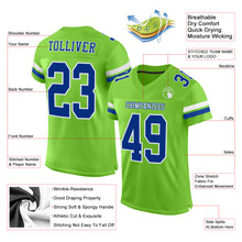 Load image into Gallery viewer, Custom Neon Green Royal-White Mesh Authentic Football Jersey
