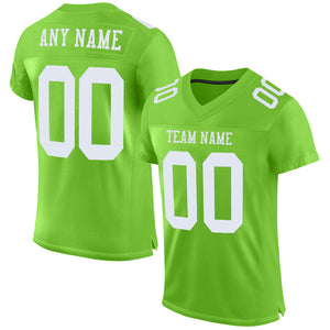 Custom Neon Green White Mesh Authentic Football Jersey