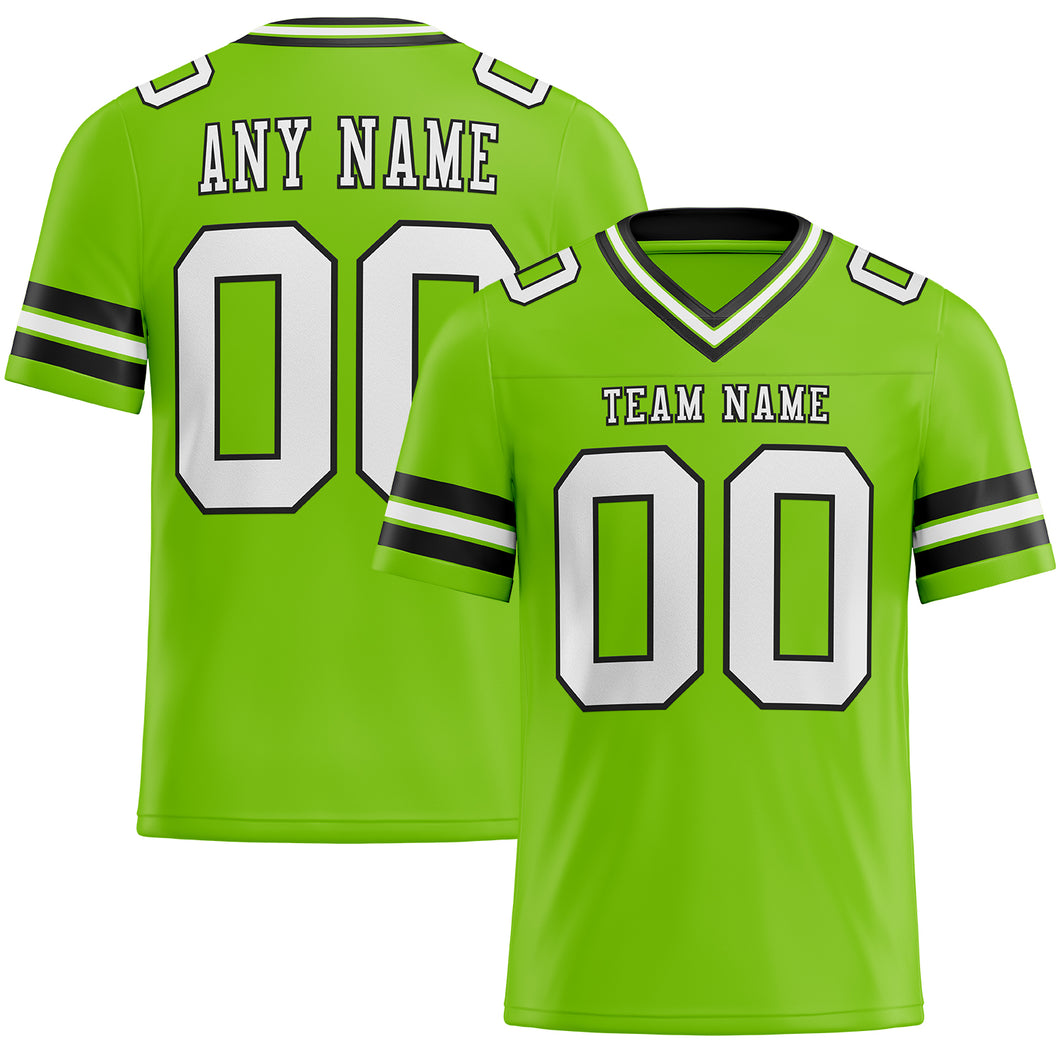 Custom Neon Green White-Black Mesh Authentic Football Jersey