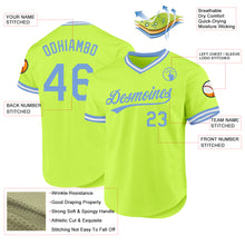 Load image into Gallery viewer, Custom Neon Green Light Blue-White Authentic Throwback Baseball Jersey
