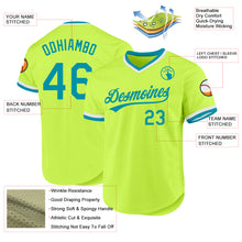 Load image into Gallery viewer, Custom Neon Green Teal-White Authentic Throwback Baseball Jersey
