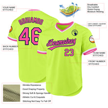 Load image into Gallery viewer, Custom Neon Green Pink-Navy Authentic Throwback Baseball Jersey
