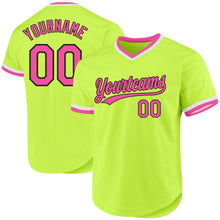 Load image into Gallery viewer, Custom Neon Green Pink-Black Authentic Throwback Baseball Jersey
