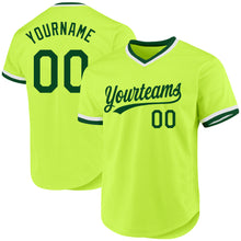 Load image into Gallery viewer, Custom Neon Green Green-White Authentic Throwback Baseball Jersey
