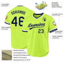 Load image into Gallery viewer, Custom Neon Green Navy-White Authentic Throwback Baseball Jersey
