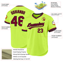 Load image into Gallery viewer, Custom Neon Green Maroon-Black Authentic Throwback Baseball Jersey
