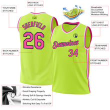 Load image into Gallery viewer, Custom Neon Green Pink Navy-White Authentic Throwback Basketball Jersey
