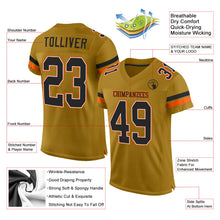 Load image into Gallery viewer, Custom Old Gold Black-Orange Mesh Authentic Football Jersey
