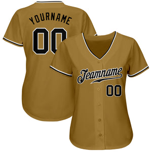 Custom Old Gold Black-White Authentic Baseball Jersey