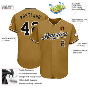 Custom Old Gold Black-White Authentic Baseball Jersey