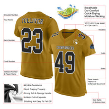 Load image into Gallery viewer, Custom Old Gold Black-White Mesh Authentic Football Jersey
