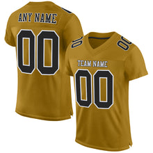 Load image into Gallery viewer, Custom Old Gold Black-White Mesh Authentic Football Jersey
