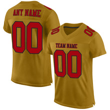 Load image into Gallery viewer, Custom Old Gold Red-Black Mesh Authentic Football Jersey

