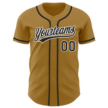 Load image into Gallery viewer, Custom Old Gold Black-White Authentic Baseball Jersey

