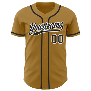 Custom Old Gold Black-White Authentic Baseball Jersey
