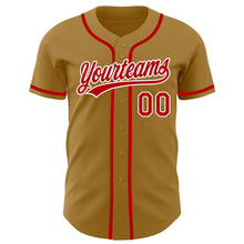 Load image into Gallery viewer, Custom Old Gold Red-White Authentic Baseball Jersey

