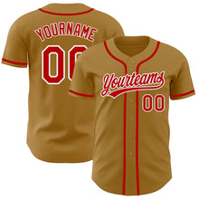 Load image into Gallery viewer, Custom Old Gold Red-White Authentic Baseball Jersey
