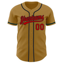 Load image into Gallery viewer, Custom Old Gold Red-Black Authentic Baseball Jersey

