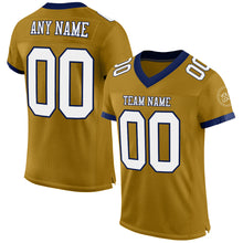 Load image into Gallery viewer, Custom Old Gold White-Navy Mesh Authentic Football Jersey
