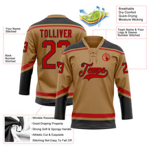 Load image into Gallery viewer, Custom Old Gold Red-Black Hockey Lace Neck Jersey
