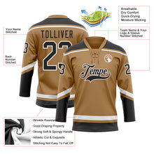 Load image into Gallery viewer, Custom Old Gold Black-White Hockey Lace Neck Jersey
